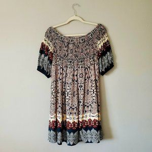 Easel medium puff sleeve smocked dress boho cottage